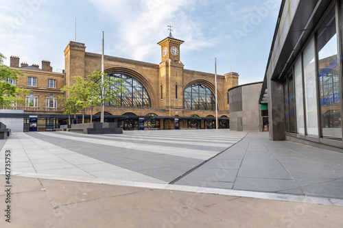 UK, England, London, Empty square in front of London Kings Cross station during COVID-19 pandemic photo