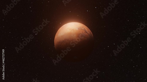 Mars Rotating With Stars In Background and Camera Panning In 4K