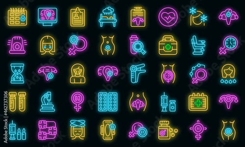 Menopause icons set outline vector. Female fertility. Age cycle