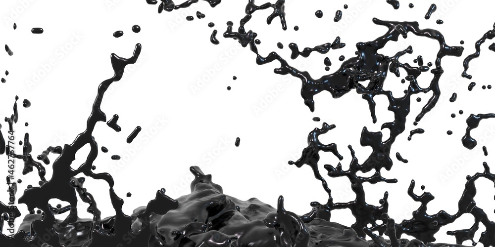 fountain, ink diffused in the air crude oil abstract background splattered oil 3D illustration fountain, ink diffused in the air crude oil abstract background splattered oil 3D illustration