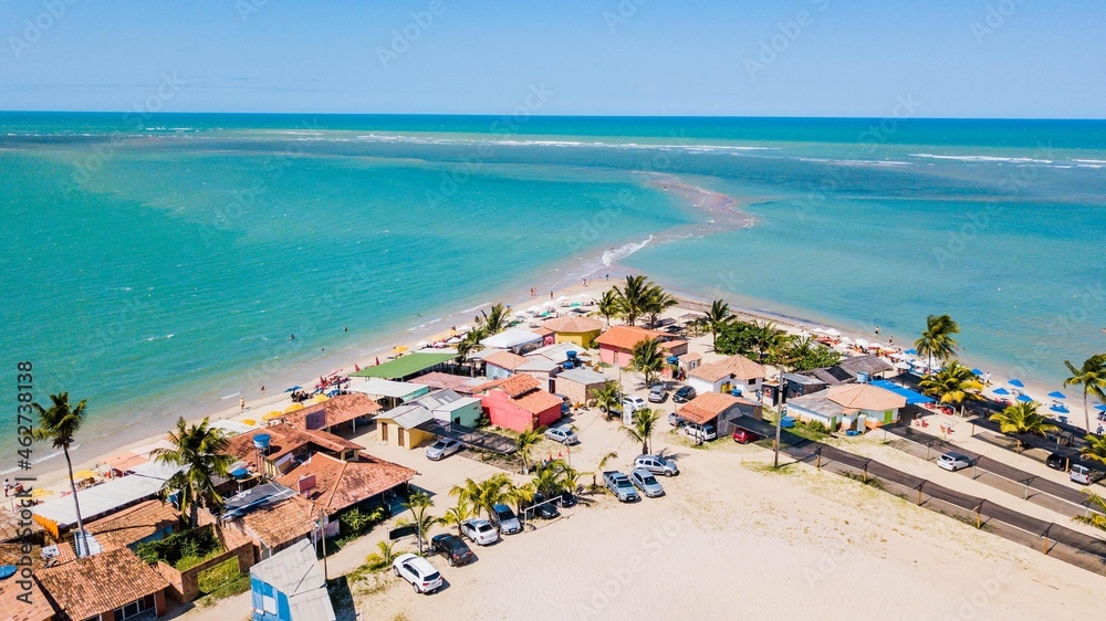 Santa Cruz Cabrália, Bahia. Aerial view of Coroa Vermelha beach