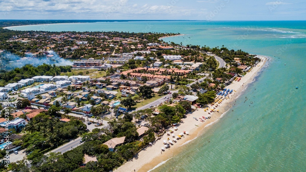 Obraz premium Santa Cruz Cabrália, Bahia. Aerial view of Mutá beach