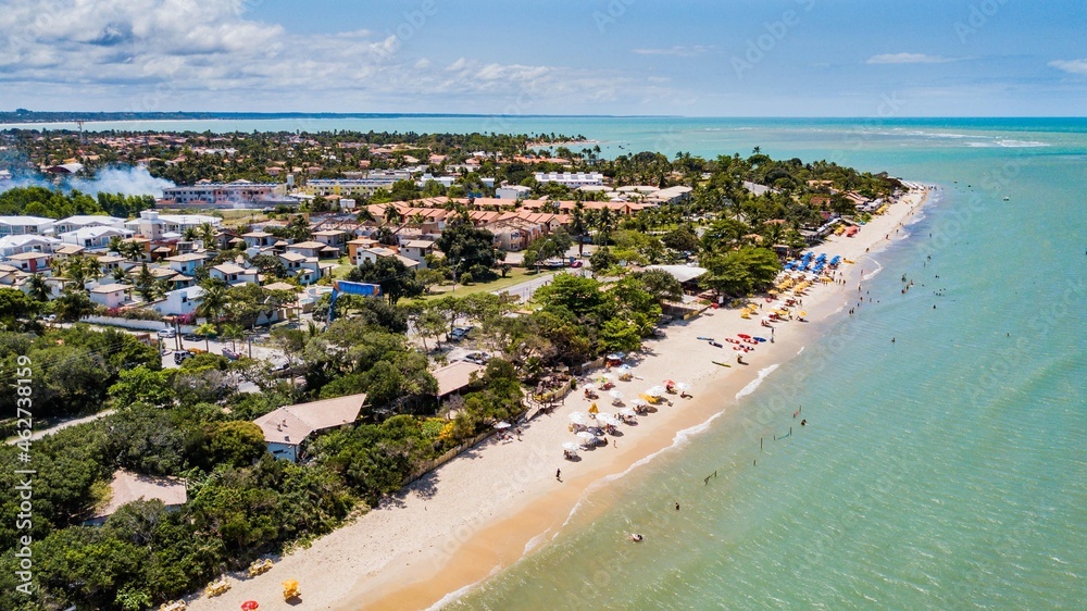 Santa Cruz Cabrália, Bahia. Aerial view of Mutá beach