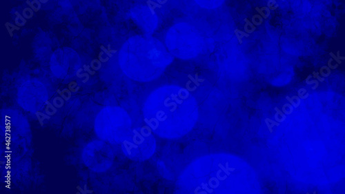 Vector hand drawn blue Christmas background with bokeh and light. Frosty patterns on the window. Vector texture for flyer, poster, banner. Merry Christmas. Winter. Cold. Snow. Blue backdrop.