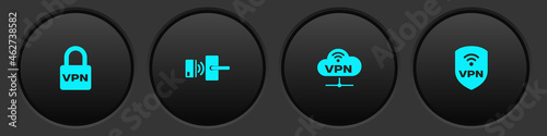 Set Lock VPN, Digital door lock with wireless, Network cloud connection and Shield icon. Vector