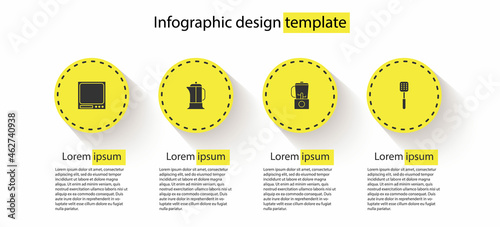 Set Electronic scales, French press, Blender and Spatula. Business infographic template. Vector