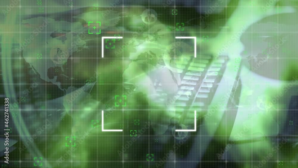 Animation of networks of connections and world map over caucasian man typing on keyboard Animation of networks of connections and world map over caucasian man typing on keyboard