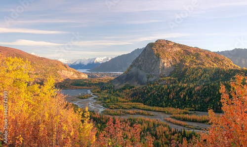 View of Matanuska River from highway , Alaska in fall season. photo