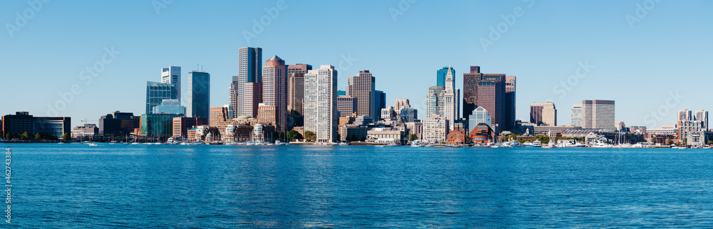 USA,ÔøΩMassachusetts, Boston, Coastal skyline of financial district skyscrapers USA,ÔøΩMassachusetts, Boston, Coastal skyline of financial district skyscrapers