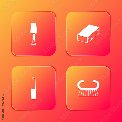 Set Nail polish  file  and Pedicure brush or grater icon. Vector