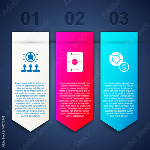Set Soccer football ball, Football field and . Business infographic template. Vector