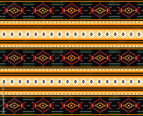 Geometric ethnic oriental seamless pattern traditional Design for background,carpet,wallpaper.clothing,wrapping,Batik fabric,Vector illustration.embroidery style - Sadu, sadou, sadow or sado