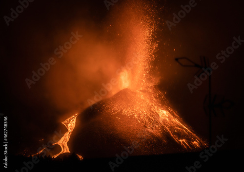 La Palma, Volcano Eruption, "La Cumbre Vieja". Canary Islands, Spain. Eruption Continues active after nearly a month. Active Volcano