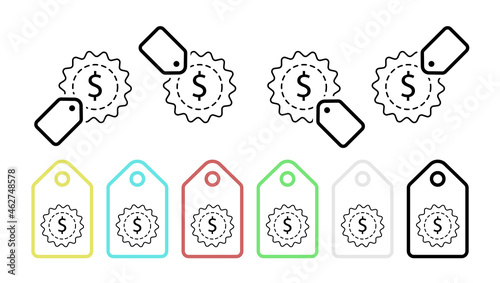 Dollar vector icon in tag set illustration for ui and ux, website or mobile application cooking street food doner kebab