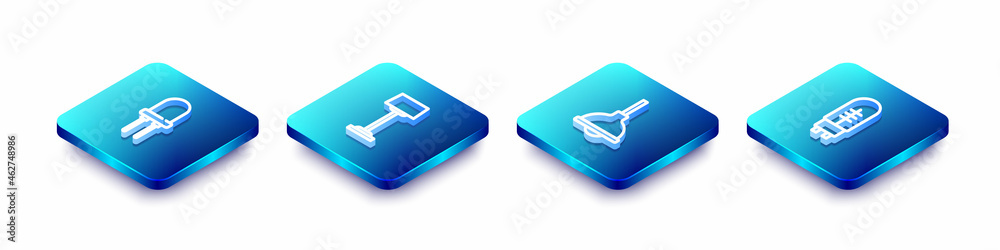 Set Isometric line Light emitting diode, Floor lamp, Lamp hanging and icon. Vector Set Isometric line Light emitting diode, Floor lamp, Lamp hanging and icon. Vector
