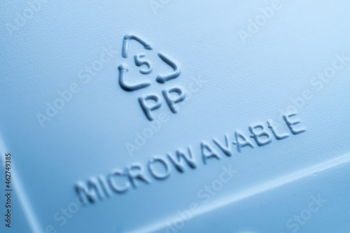 Close-up of plastic recycling symbol PP - Polypropylene