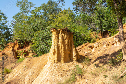 Within the national park named Phae Mueang Phi caused by the terrain which is the soil and sandstone was naturally eroded into various shapes that are In Phrae Province of Thailand.