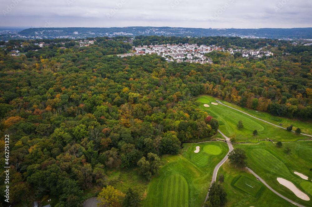Aerial Drone of Golf Course in totowa New Jersey
