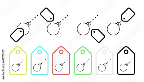 Wrecking ball vector icon in tag set illustration for ui and ux, website or mobile application