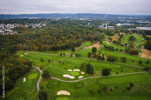 Aerial Drone of Golf Course in totowa New Jersey