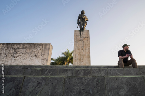 Tourist resting at the Che Guevara Mausoleum, Santa Clara, Cuba photo