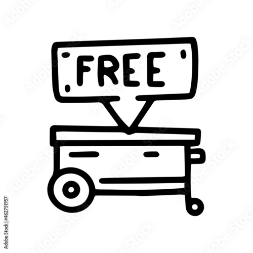 free food cart line vector doodle simple icon