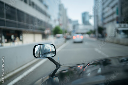 Detail of a taxi on the street in Osaka, Japan