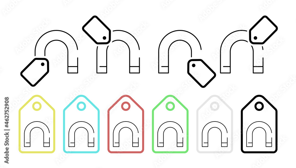 Magnet vector icon in tag set illustration for ui and ux, website or mobile application