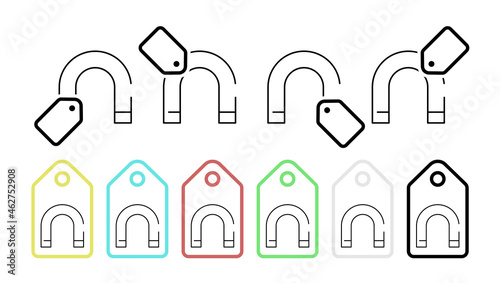 Magnet vector icon in tag set illustration for ui and ux, website or mobile application