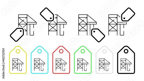 Scaffolding vector icon in tag set illustration for ui and ux, website or mobile application