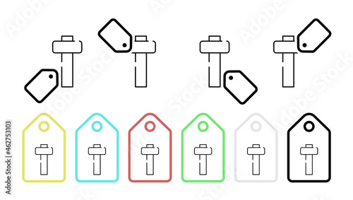 Hammer for wood vector icon in tag set illustration for ui and ux, website or mobile application