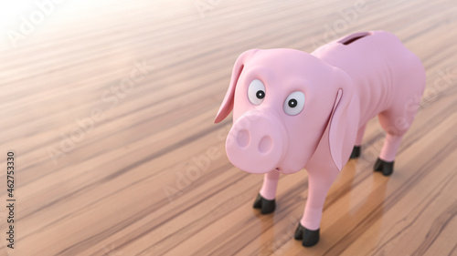 Three dimensional render of skinny malnourished piggy bank photo