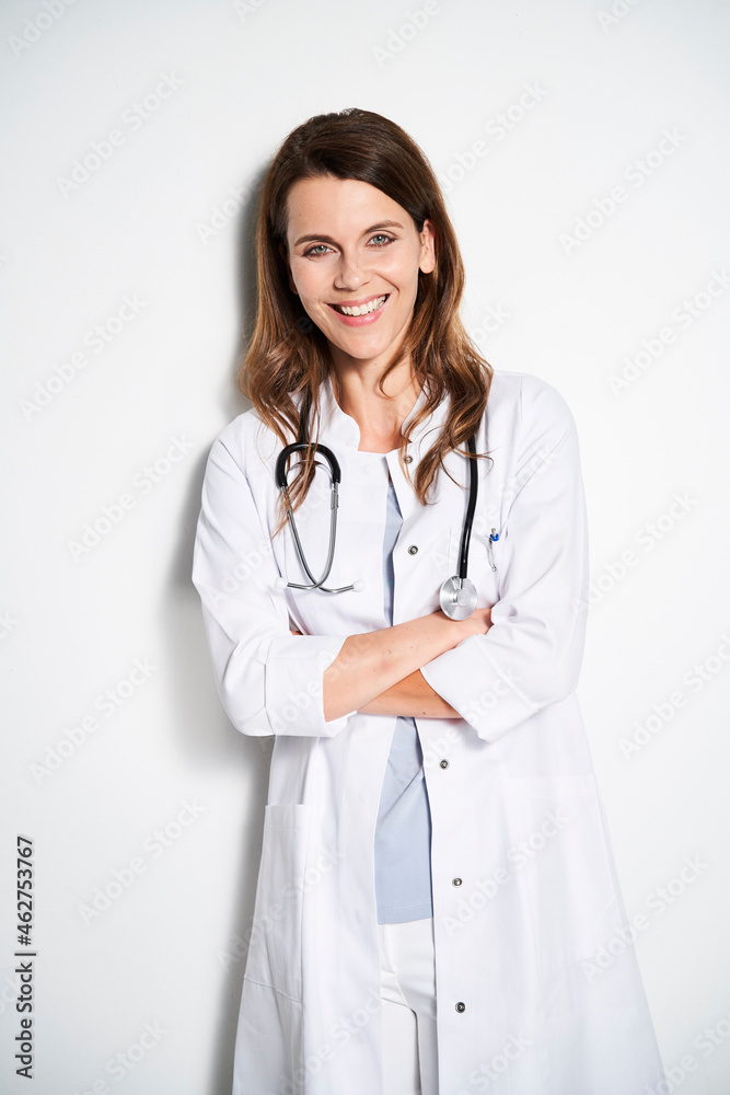 Portrait of smiling female doctor with stethoscope Portrait of smiling female doctor with stethoscope