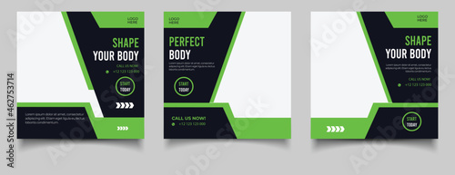 Gym and fitness social media post banner or square flyer template