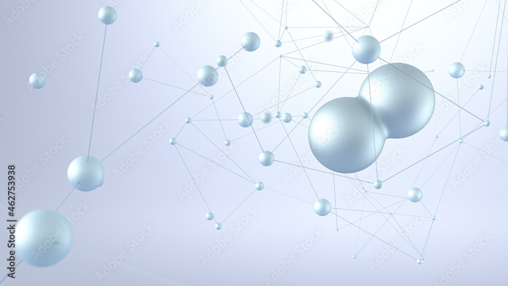 Three dimensional render of white interconnected spheres Three dimensional render of white interconnected spheres