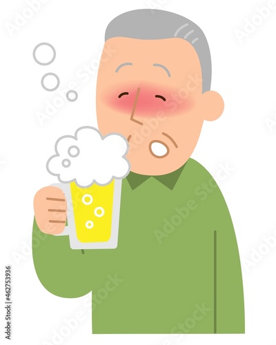 ビールを飲んで眠そうな男性②