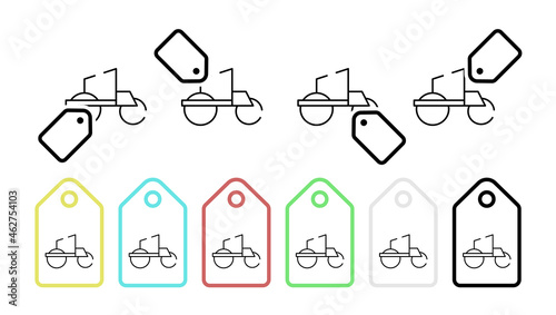 Asphalt compactor vector icon in tag set illustration for ui and ux, website or mobile application