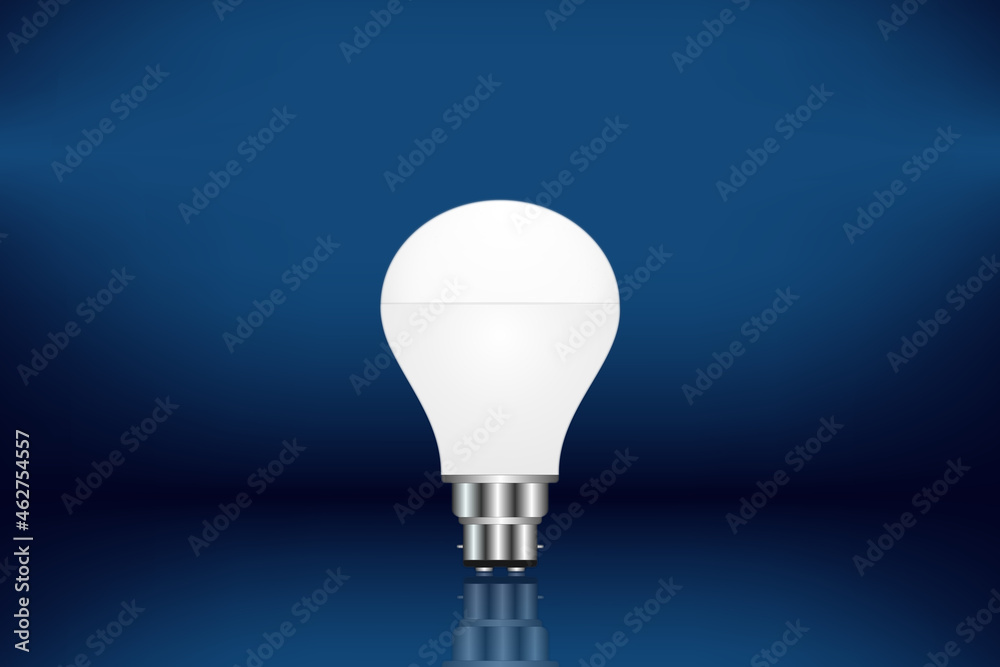 3d rendering Glowing idea light bulb and innovation thinking creative concept on success inspiration blue background