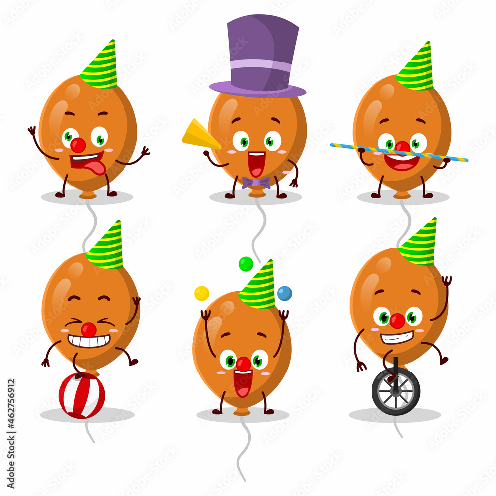 Cartoon character of orange balloons with various circus shows Cartoon character of orange balloons with various circus shows