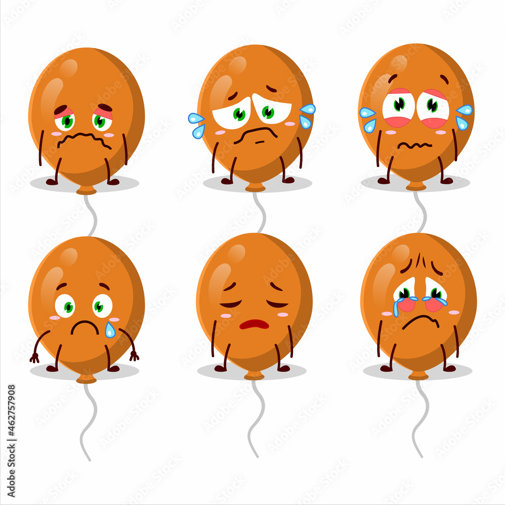 Orange balloons cartoon character with sad expression Orange balloons cartoon character with sad expression