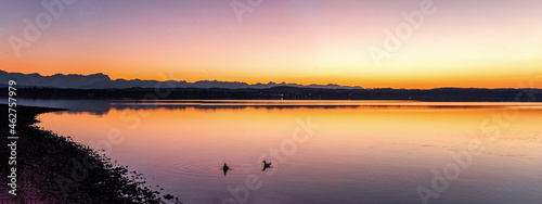Germany, Bavaria, Lake Starnberg near Amberg at sunrise