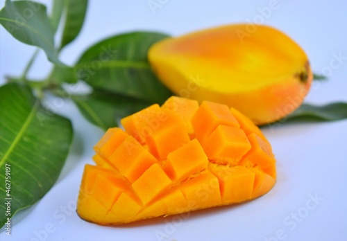 Fresh Mango white background, food photography