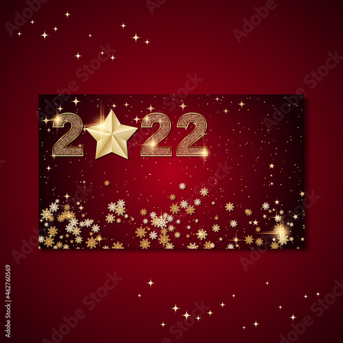 Christmas and New Year invitation card, horizontal flyer, discount coupon vector design template