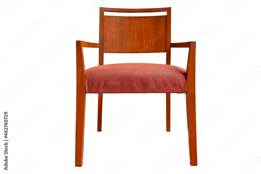 Light brown wooden chairs and reddish brown fabric cushions isolated on a white background Light brown wooden chairs and reddish brown fabric cushions isolated on a white background
