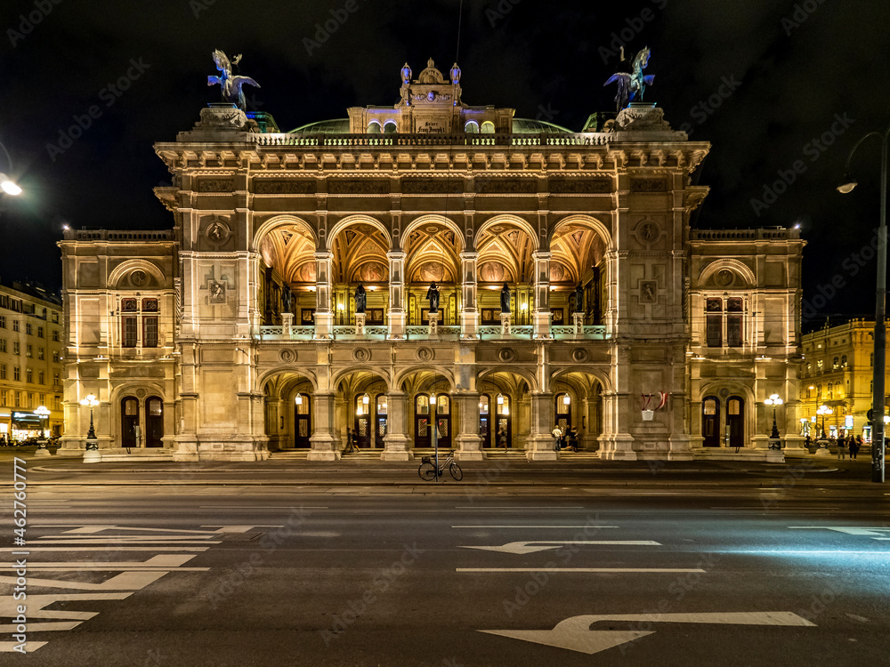 Austria, Vienna, Street in front ofÔøΩVienna State OperaÔøΩat night Austria, Vienna, Street in front ofÔøΩVienna State OperaÔøΩat night