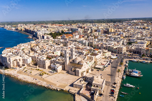 Italy, Province of Bari, Molfetta, Drone view of Mediterranean old town in summer photo