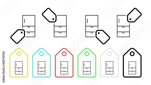 Closet vector icon in tag set illustration for ui and ux, website or mobile application