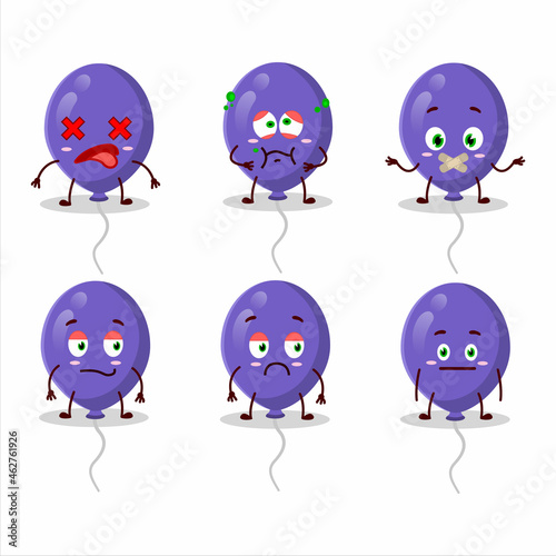 Purple balloons cartoon character with nope expression