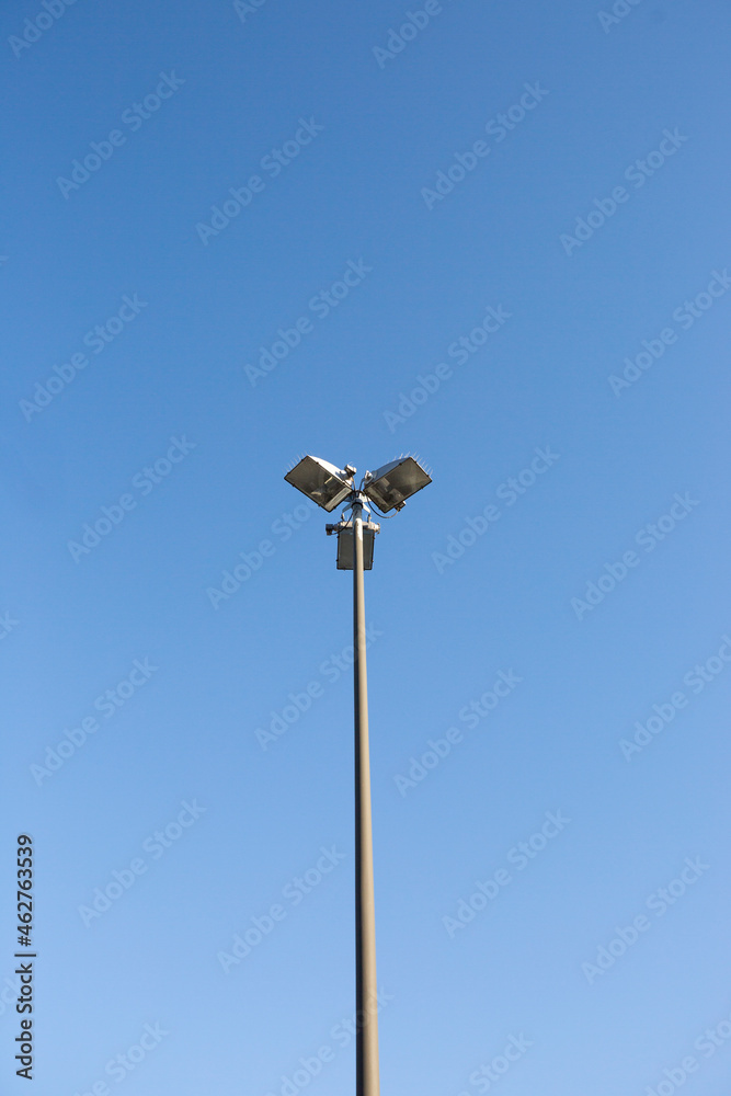 Germany, Berlin, Berlin Tegel Airport street light standing against clear blue sky Germany, Berlin, Berlin Tegel Airport street light standing against clear blue sky