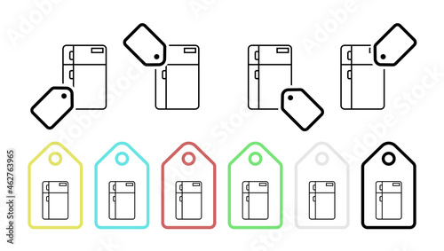 Refrigerator vector icon in tag set illustration for ui and ux, website or mobile application